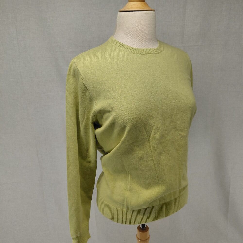 Lands End LS crewneck cotton blend sweater lime green SZ XLP